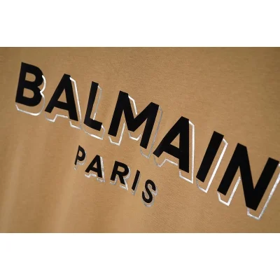 Футболка Balmain Text Logo "Brown" фото № 7