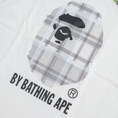 Футболка Bape Big Plaid Logo Front "White" фото № 3