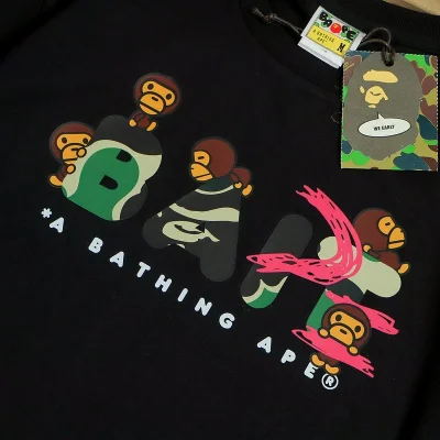 Футболка Bape Logo From Monkeys "Black" фото № 5