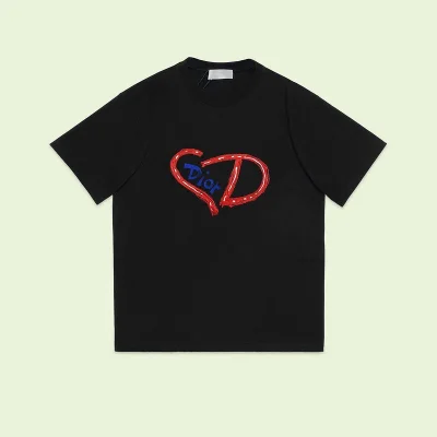 Футболка Christian Dior Red Monogram In The Form Of Heart "Black" фото № 5