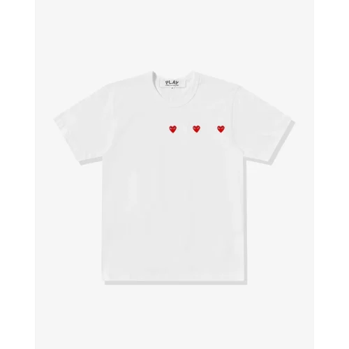 Футболка Comme des Garçons Play Triple Heart Eyes "White"