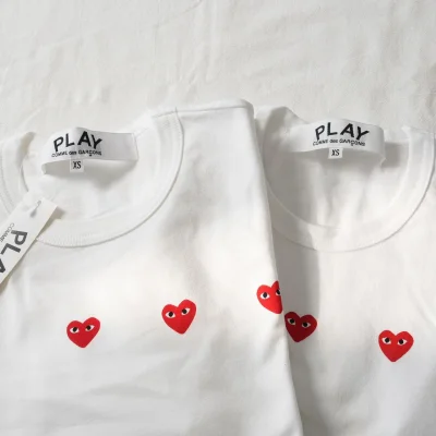Футболка Comme des Garçons Play Triple Heart Eyes "White" фото № 2