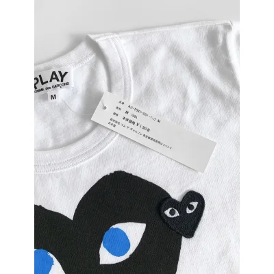 Футболка Comme des Garçons Play Small Black Heart Blue Eyes "White" фото № 4