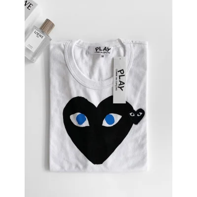 Футболка Comme des Garçons Play Small Black Heart Blue Eyes "White" фото № 2