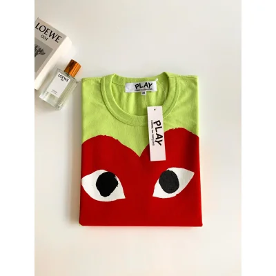 Футболка Comme des Garçons Play Red Heart Eyes "Green" фото № 2