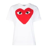 Футболка Comme des Garçons Play Heart Eyes with Outline "White"