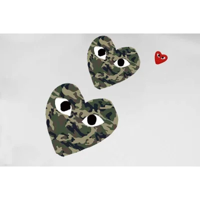 Футболка Comme des Garçons Play Camouflage Hearts Eyes "White" фото № 4