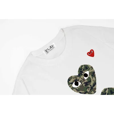 Футболка Comme des Garçons Play Camouflage Hearts Eyes "White" фото № 3
