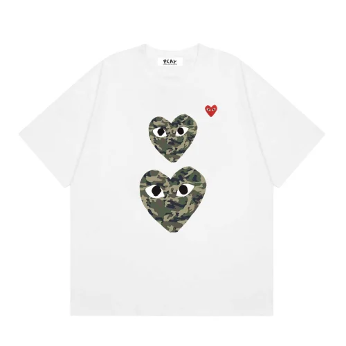 Футболка Comme des Garçons Play Camouflage Hearts Eyes "White"