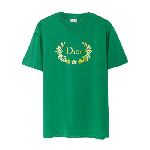 Футболка Dior Logo With Flower Wreath "Green"