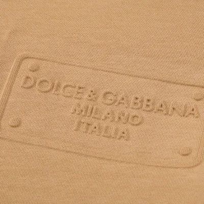 Футболка Dolce And Gabbana With Plain Logo Embroidery "Brown" фото № 4