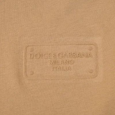 Футболка Dolce And Gabbana With Plain Logo Embroidery "Brown" фото № 5