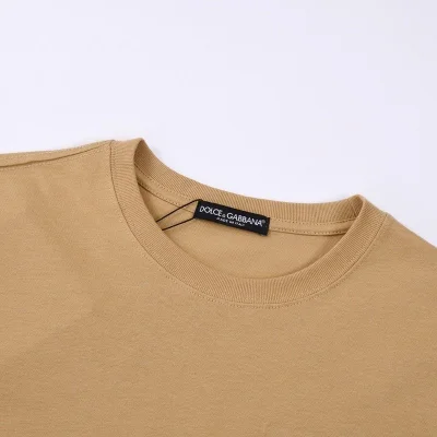 Футболка Dolce And Gabbana With Plain Logo Embroidery "Brown" фото № 7