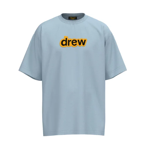 Футболка Drew House With Yellow Lettering "Blue/White"