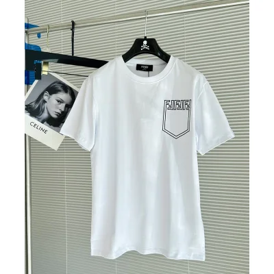 Футболка Fendi Drawn Pocket And Logo "White" фото № 3