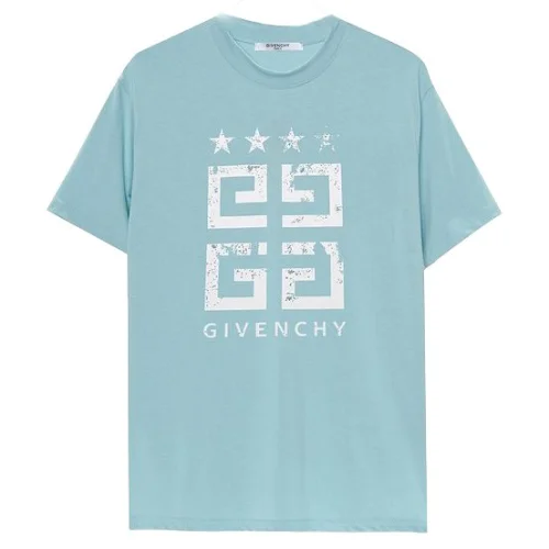Футболка Givenchy 4 Stars With Text Logo "Blue"