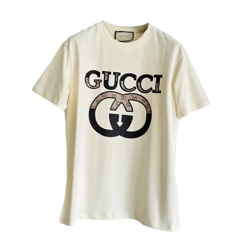 Футболка Gucci Made Of Cotton With Brand Print "Cream"
