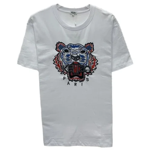 Футболка Kenzo With Black Text Logo And Tiger Head "White"