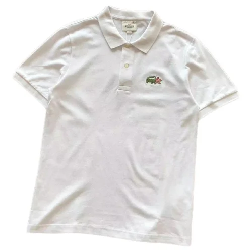 Поло Lacoste Small Crocodile Print - With Flower "White"