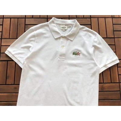 Поло Lacoste Small Crocodile Print - With Flower "White" фото № 2