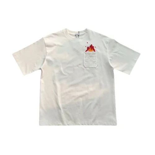 Футболка Loewe With Logo On The Pocket And Fire Pattern "White"