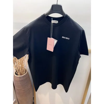 Футболка Miu Miu Frontside Contrast Color Logotype Miu Miu "Black" фото № 4
