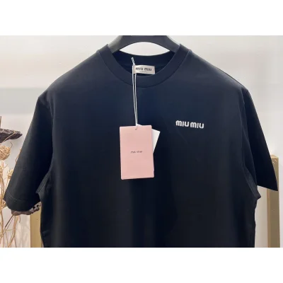 Футболка Miu Miu Frontside Contrast Color Logotype Miu Miu "Black" фото № 3