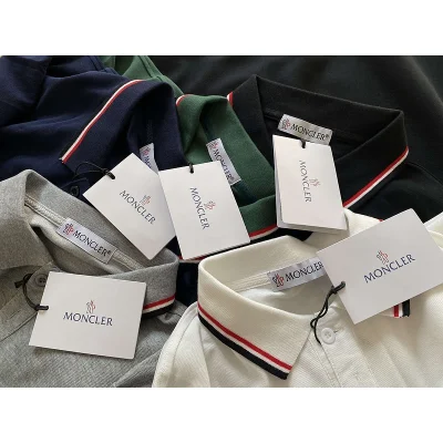 Поло Moncler Edge Decorated By Two Stripes And Small Logo "Blue" фото № 4