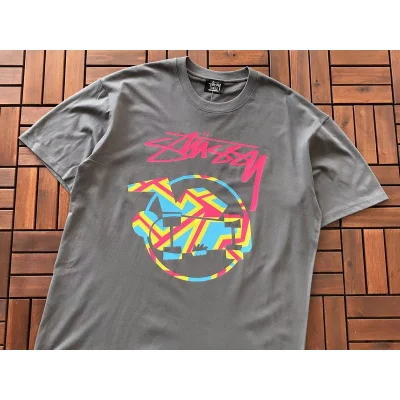 Футболка Stussy Colorful Circle With Image Inside And Logo "Gray" фото № 2