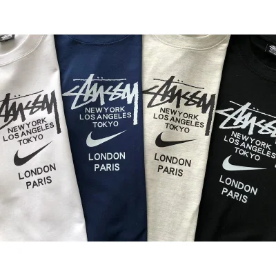 Футболка Stussy Cities List And Nike Logo "Blue" фото № 3