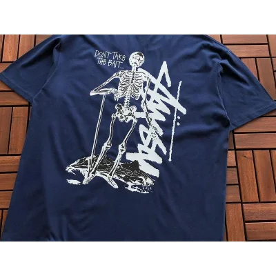 Футболка Stussy Skeleton With Inscription Don't Take The Bait "Blue" фото № 2