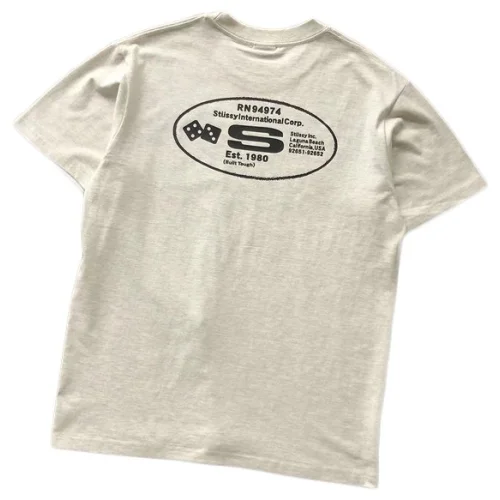 Футболка Stussy Lettering And Playing Cubes In Oval "Beige"