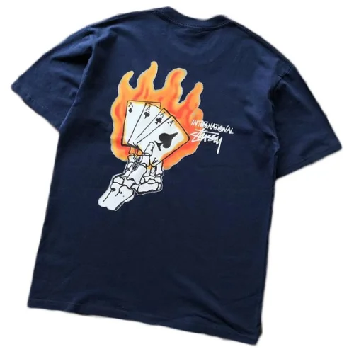 Футболка Stussy Burning Playing Cards Print "Blue"