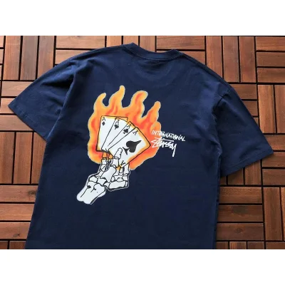 Футболка Stussy Burning Playing Cards Print "Blue" фото № 2