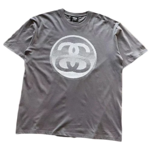 Футболка Stussy Letters Inside Circle Print Front "Gray"