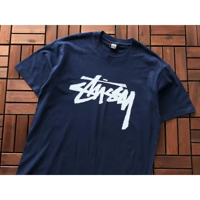 Футболка Stussy Wide Logo Lettering Front "Blue" фото № 2