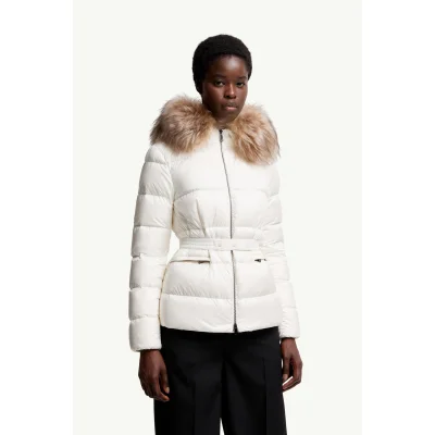 Пуховик Moncler Boed Hooded Shearling-Trimmed "White" фото № 3