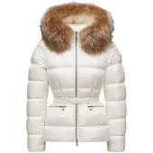 Пуховик Moncler Boed Hooded Shearling-Trimmed "White"