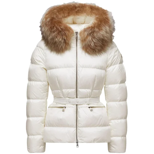 Пуховик Moncler Boed Hooded Shearling-Trimmed "White"