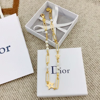 Ожерелье Dior Decoration With Symbols - Stars And Pearls "Gold" фото № 6