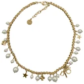 Ожерелье Dior Pearl And Logo Decorated "Gold"
