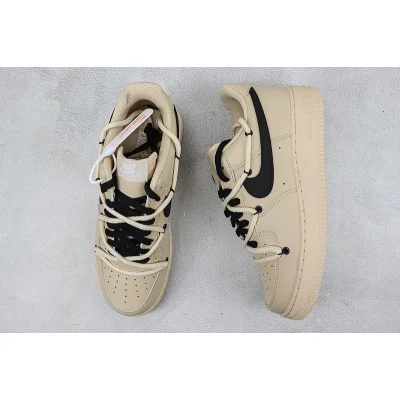 Nike Air Force 1 Low "Black Double Lacing/Beige" фото № 7