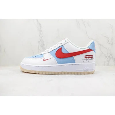 Supreme x Nike Air Force 1 Low "White/Burgundy/Sky Blue" фото № 2