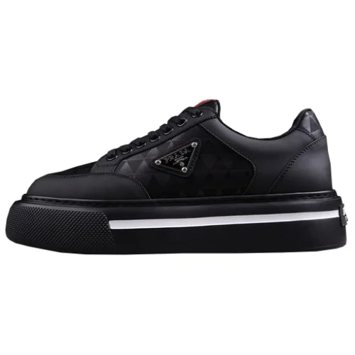 Prada Macro Re-nylon And Brushed Leather Sneakers "Black"