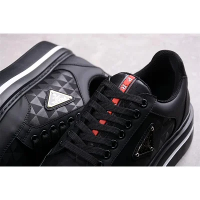 Prada Macro Re-nylon And Brushed Leather Sneakers "Black" фото № 8