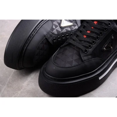 Prada Macro Re-nylon And Brushed Leather Sneakers "Black" фото № 7