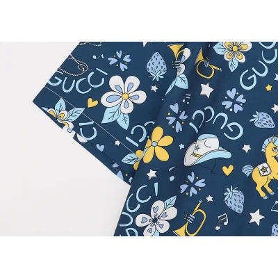 Рубашка Gucci Short Sleeve Retro flower "Blue" фото № 4