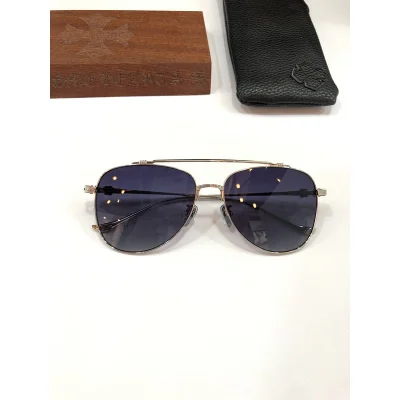 Солнцезащитные очки Chrome Hearts Thin Temples With Ornament "Blue/Gold" фото № 2