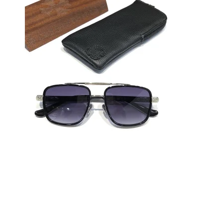 Солнцезащитные очки Chrome Hearts Aviator Shaped Temples Decorated By Crosses "Black/Silver" фото № 2