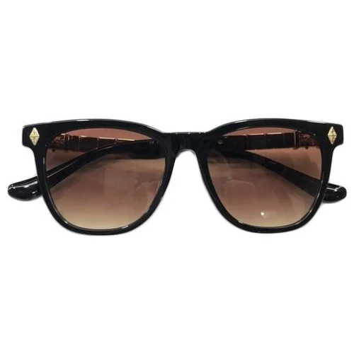 Солнцезащитные очки Chrome Hearts Temples Decorated By Patterns Inside Rectangle "Brown"